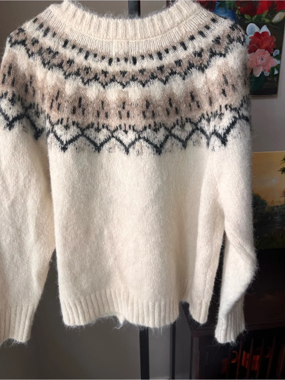 Joie Cream Fair Isle Button-Front Cardigan - Picture 8 of 8